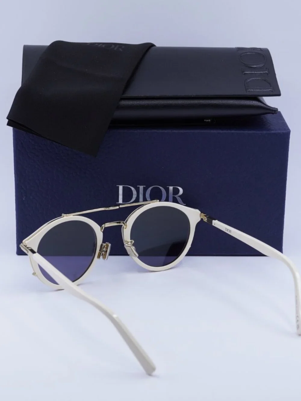 Dior DIORBLACKSUIT R7U 95H6 Round Sunglasses - Ivory / Green Mirror